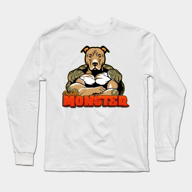 Pitbull Cuddle Monster Long Sleeve T-Shirt by Wooly Bear Designs